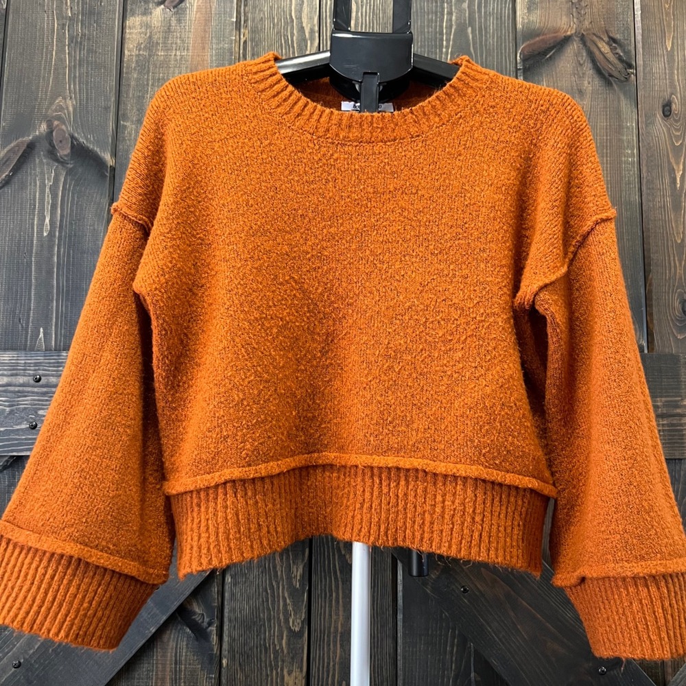 Double Zero Orange Oversized Cropped Sweater Size… - image 4